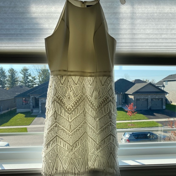 Aidan Mattox Sequin Fringe Halter Dress - Picture 2 of 7